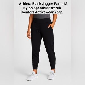 Athleta Black Jogger Pants M Nylon Spandex Stretch Comfort Activewear Yoga